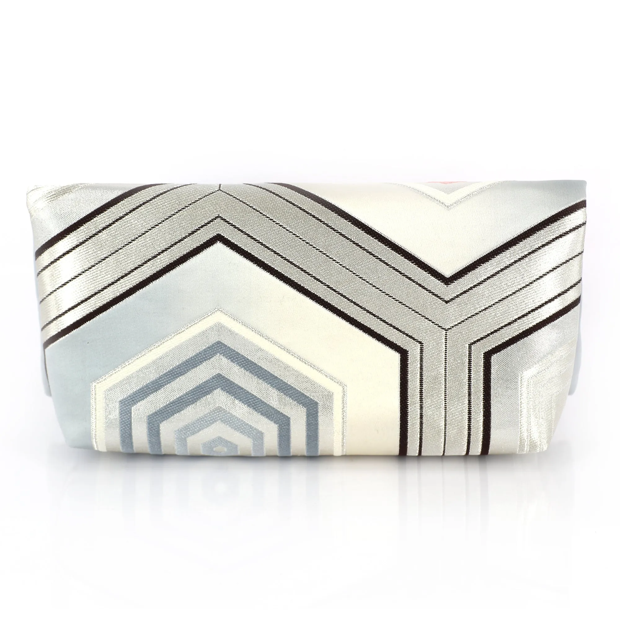 Kimono Obi Envelope Clutch Bag in Hexagon Kikko in Silver, Black, Pink