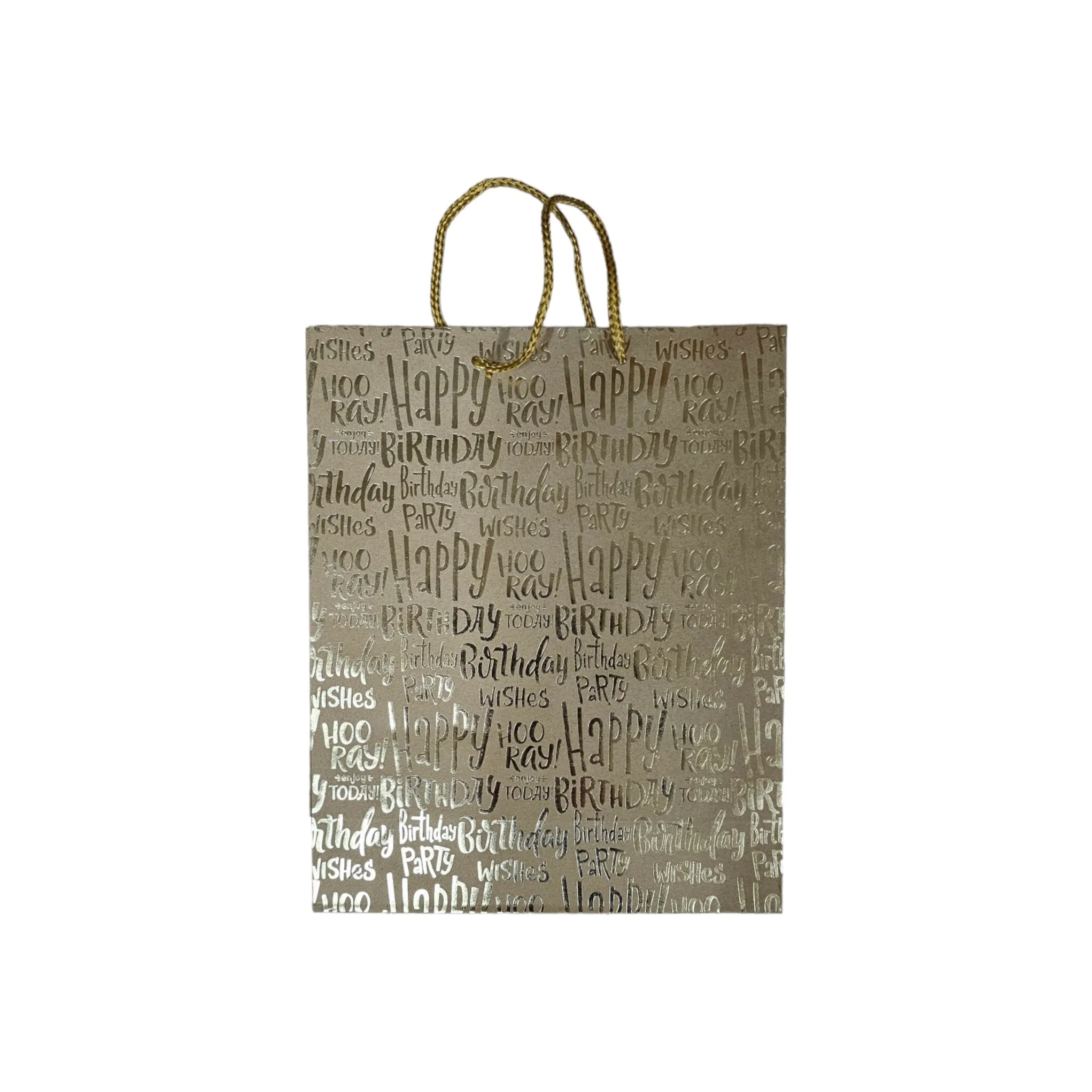 Kraft Party Gift Paper Bag with Metallic Print