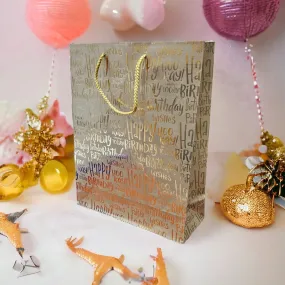 Kraft Party Gift Paper Bag with Metallic Print