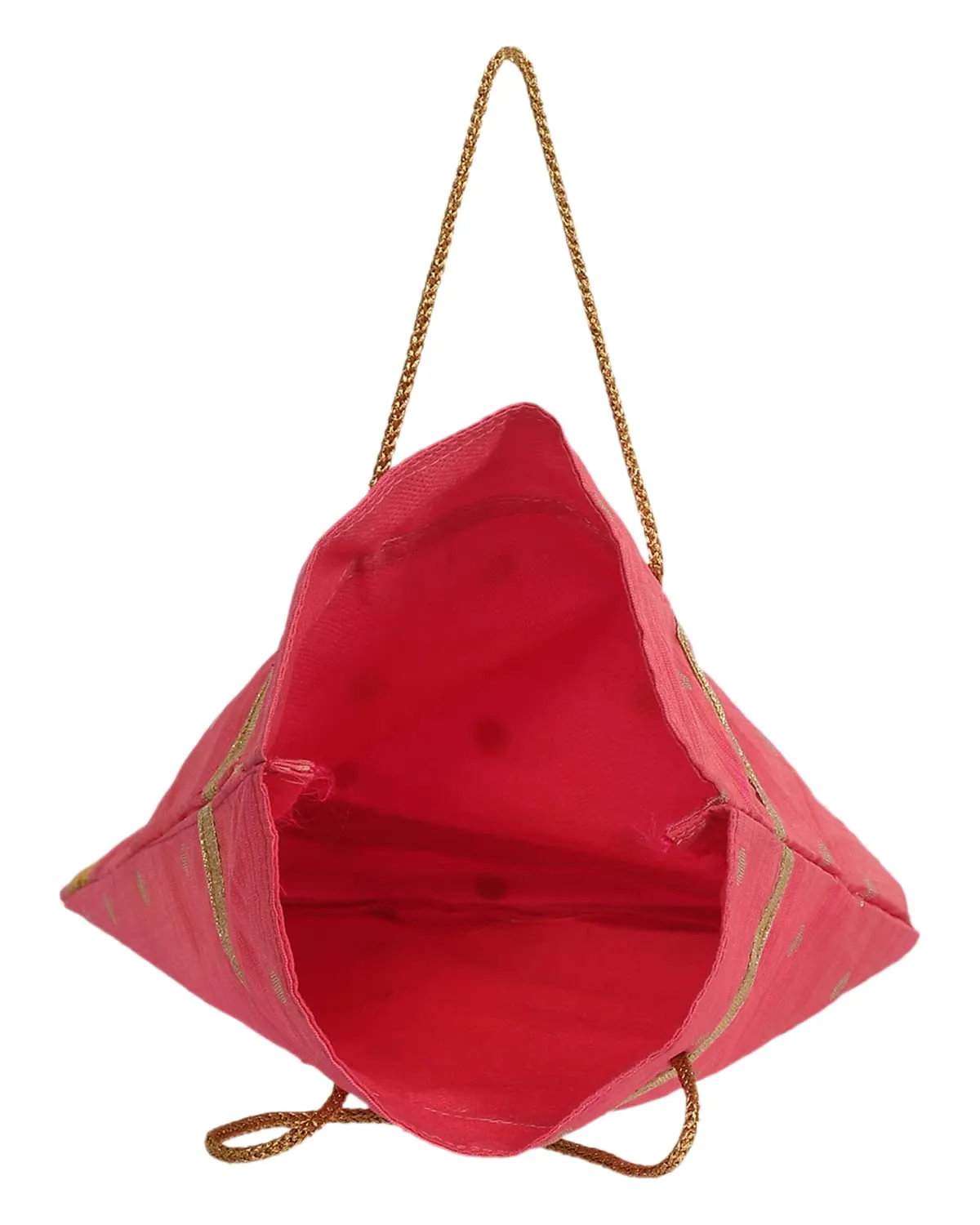 Kuber Industries Polyester Dot Design Foldable Potli|Shopping|Gifting, Hand Bag With Handle (Pink)