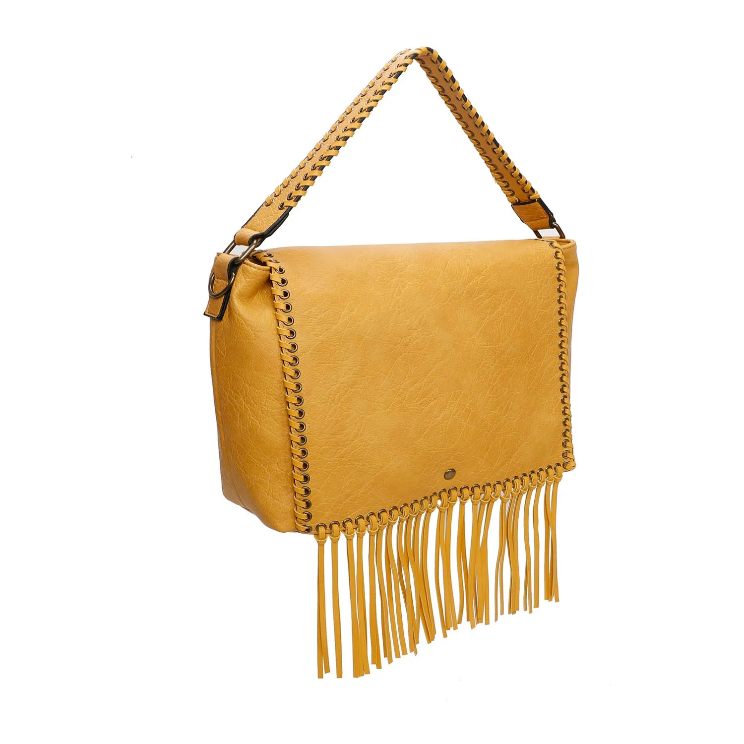 Lacey Fringe Messenger - Mustard