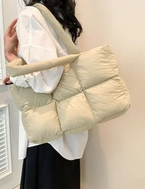 Ladies Puff Solid Color Padded Cloud Tote Bag SKAB4134