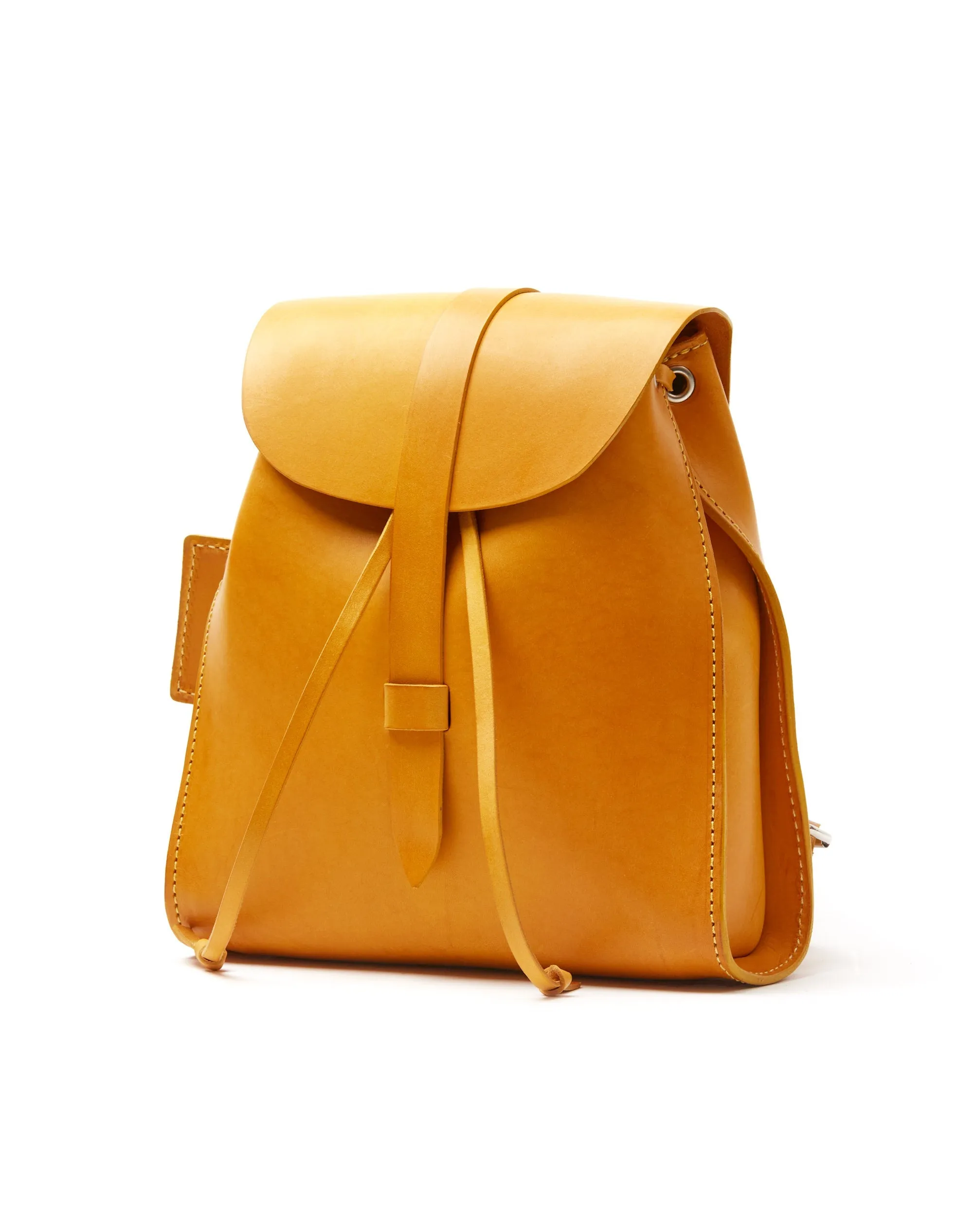 Leather Backpack in Cuoio Yellow Mod 130