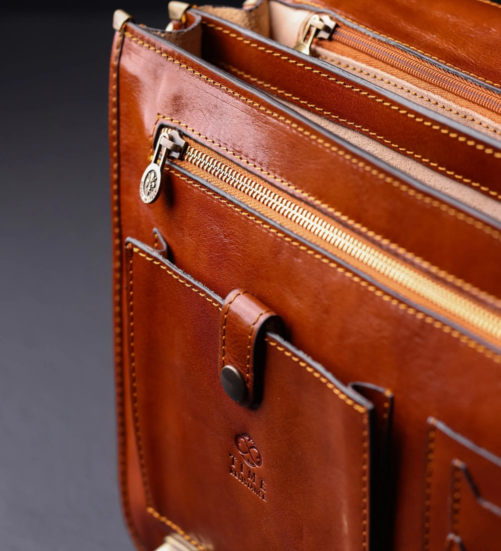 Leather Briefcase Laptop Bag - Illusions