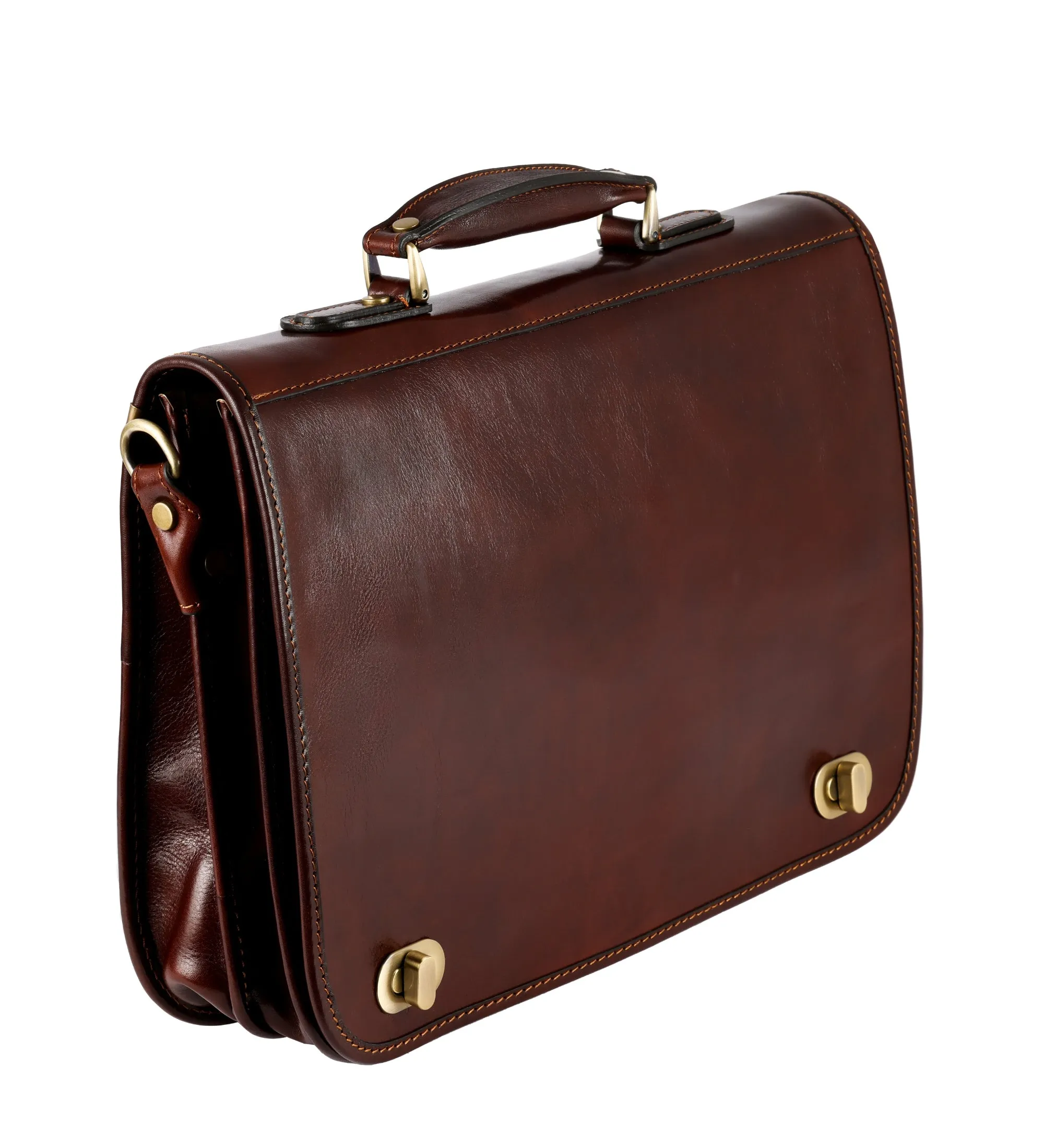 Leather Briefcase Laptop Bag - Illusions