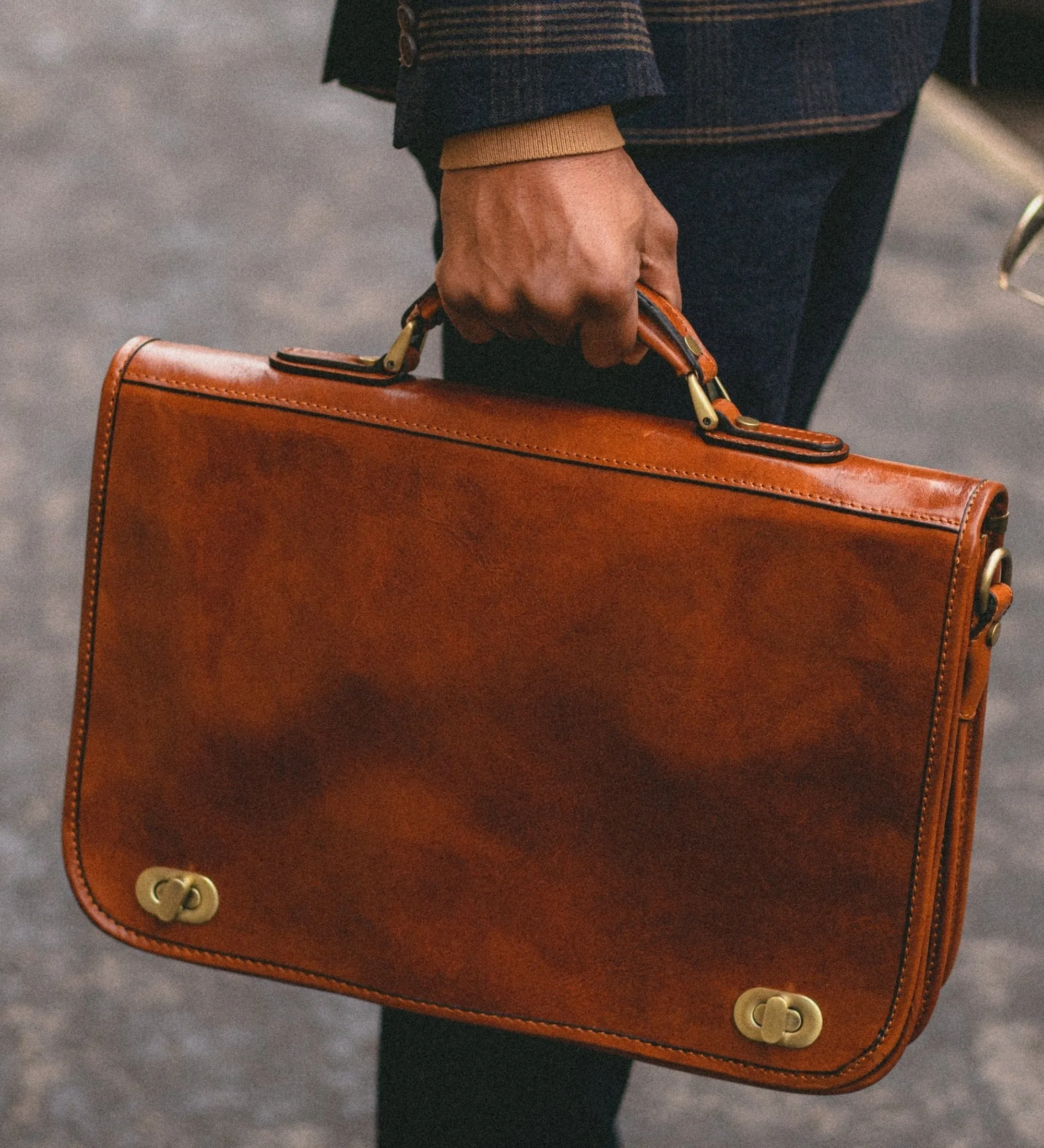 Leather Briefcase Laptop Bag - Illusions