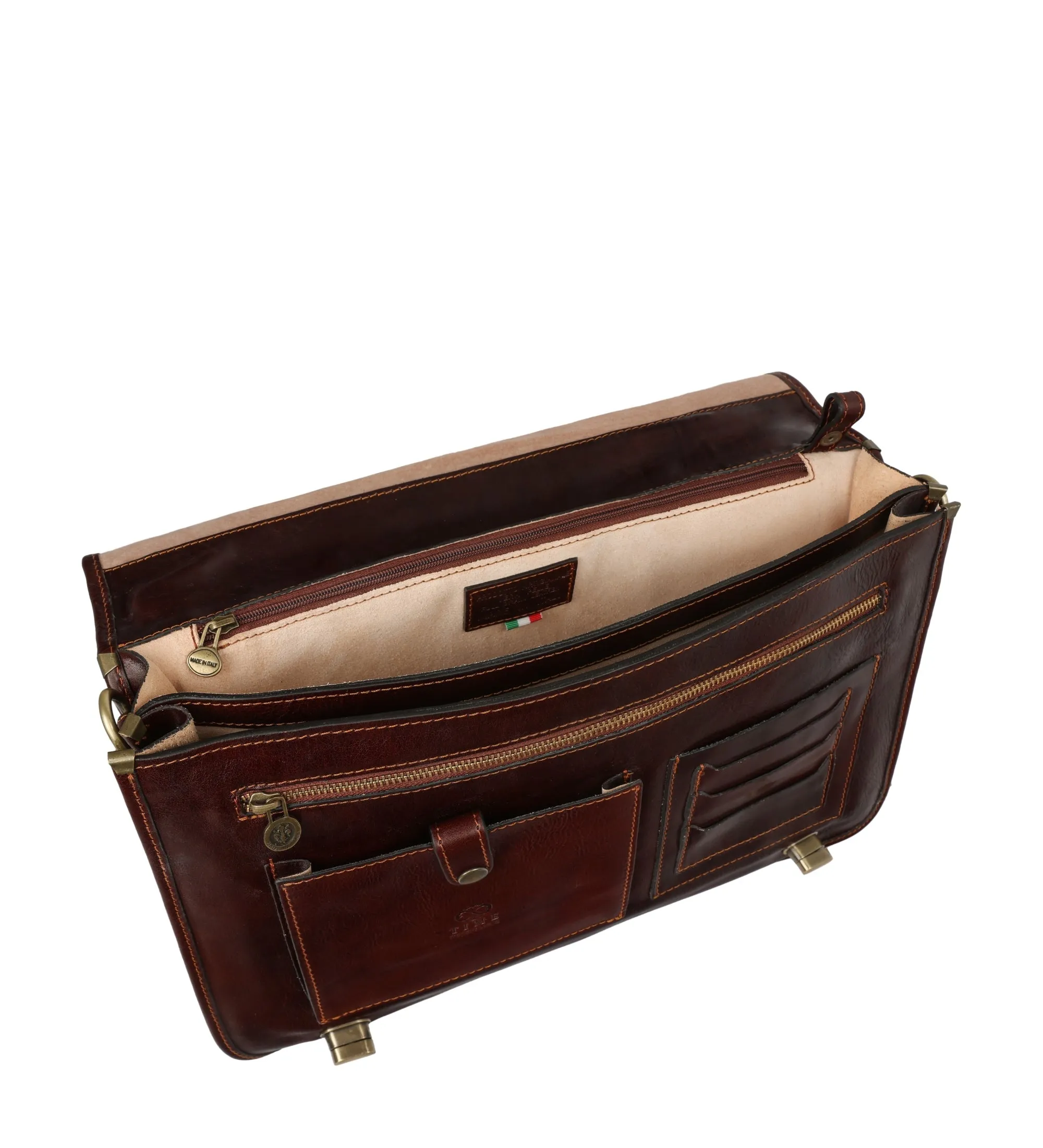 Leather Briefcase Laptop Bag - Illusions