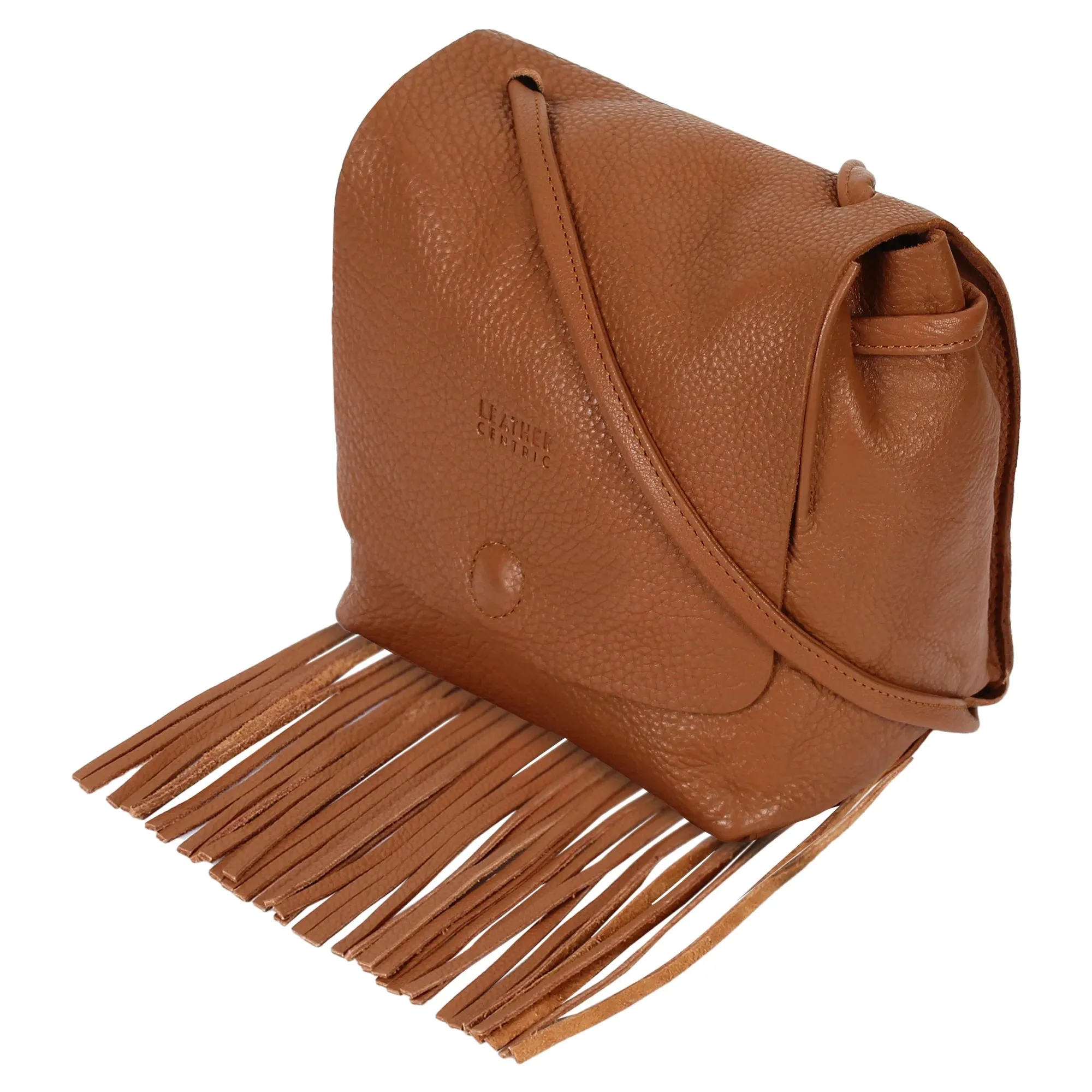 Leather Fringe Boho Crossbody Bag with Tassel for Women (Small, Brown)