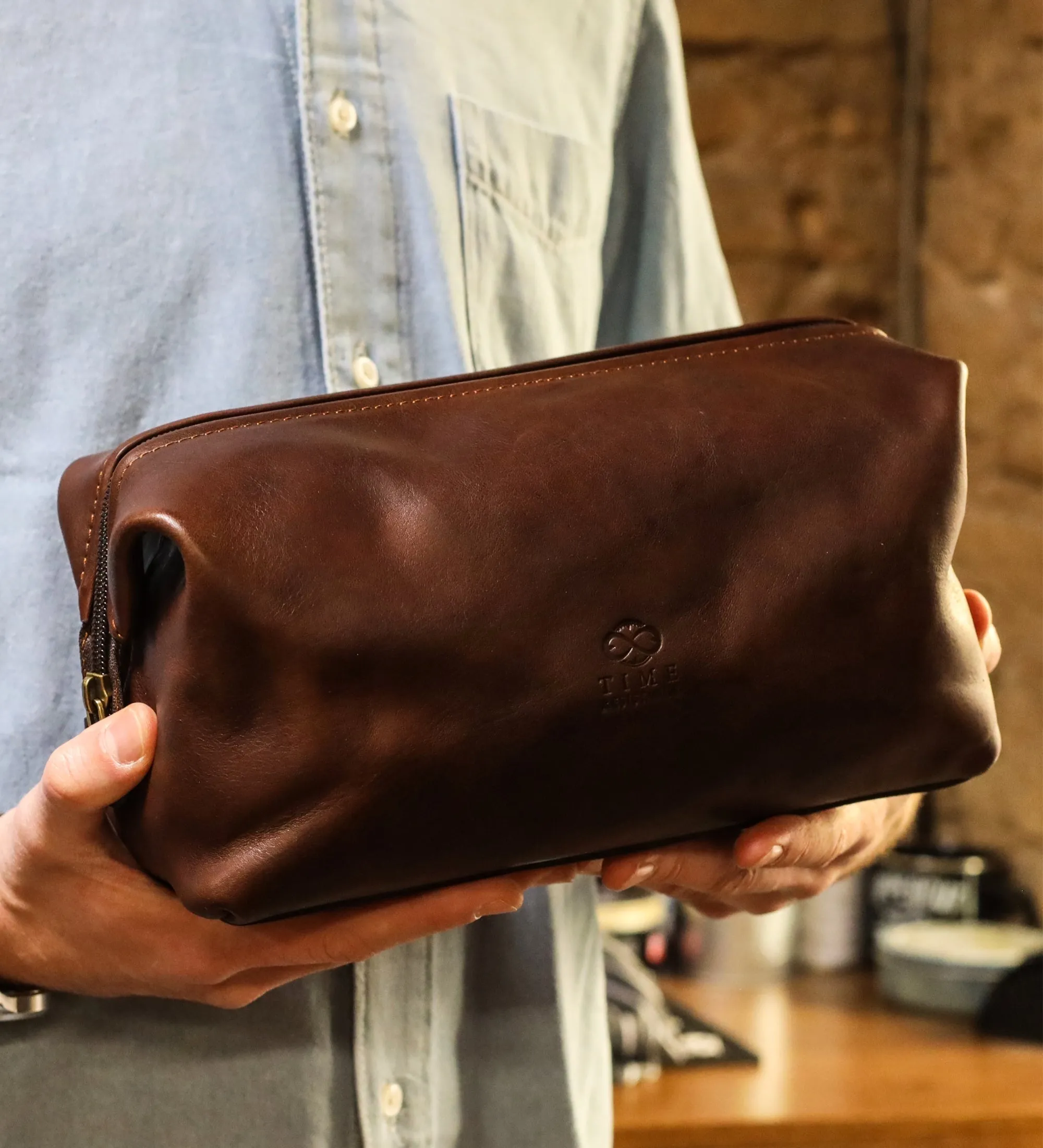 Leather Toiletry Bag - Four Past Midnight