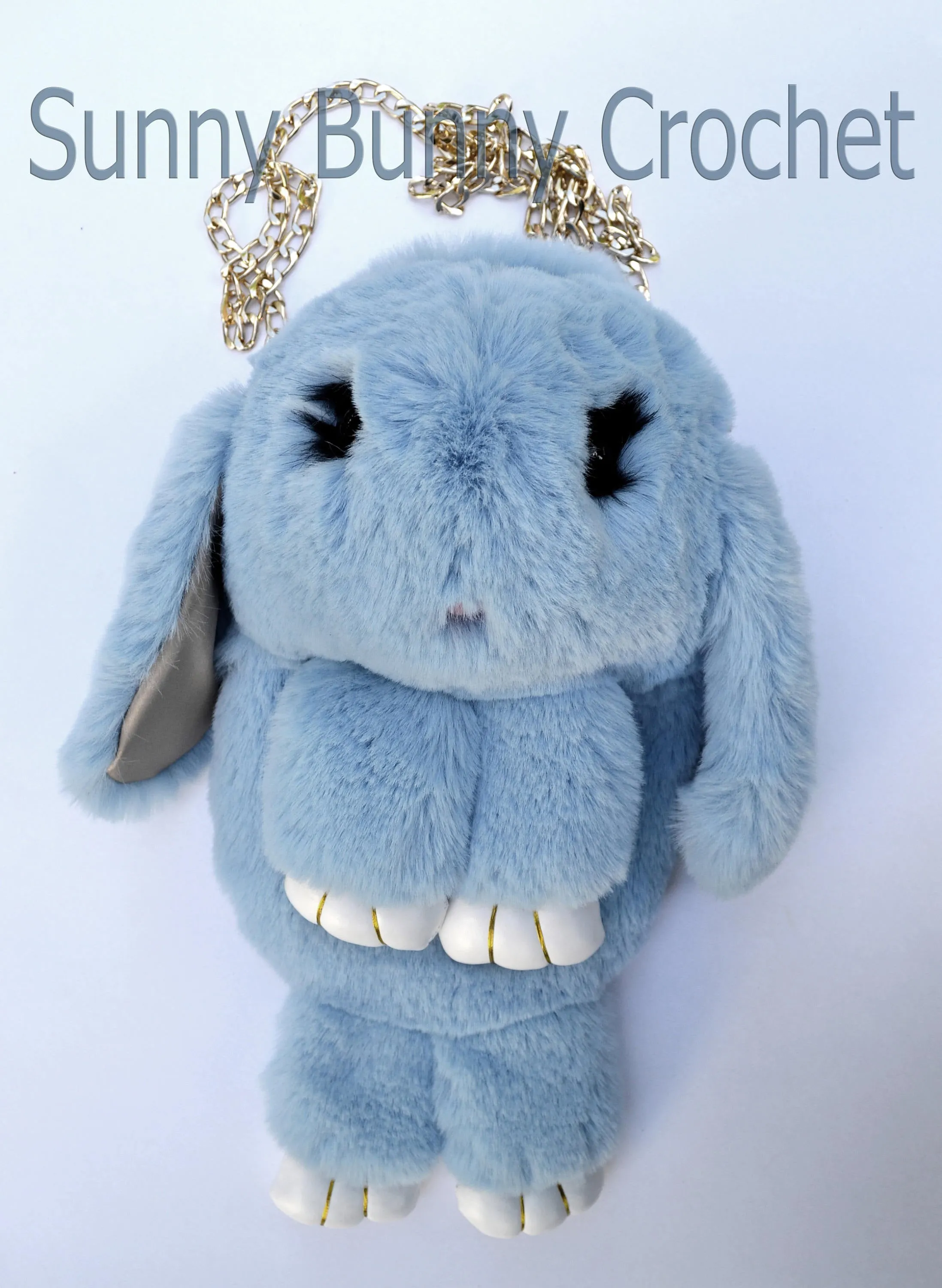 Light Blue Rabbit Bag Rabbit Shoulder Bag Real Fur Backpack Women Purse Girls Handbag Phone Bag Animal Bag Chain Clutch Purse Cosmetic Bag