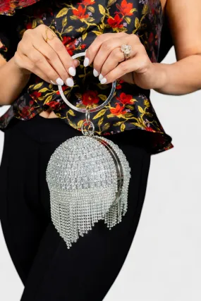 Londyn Round Rhinestone Fringe Bag