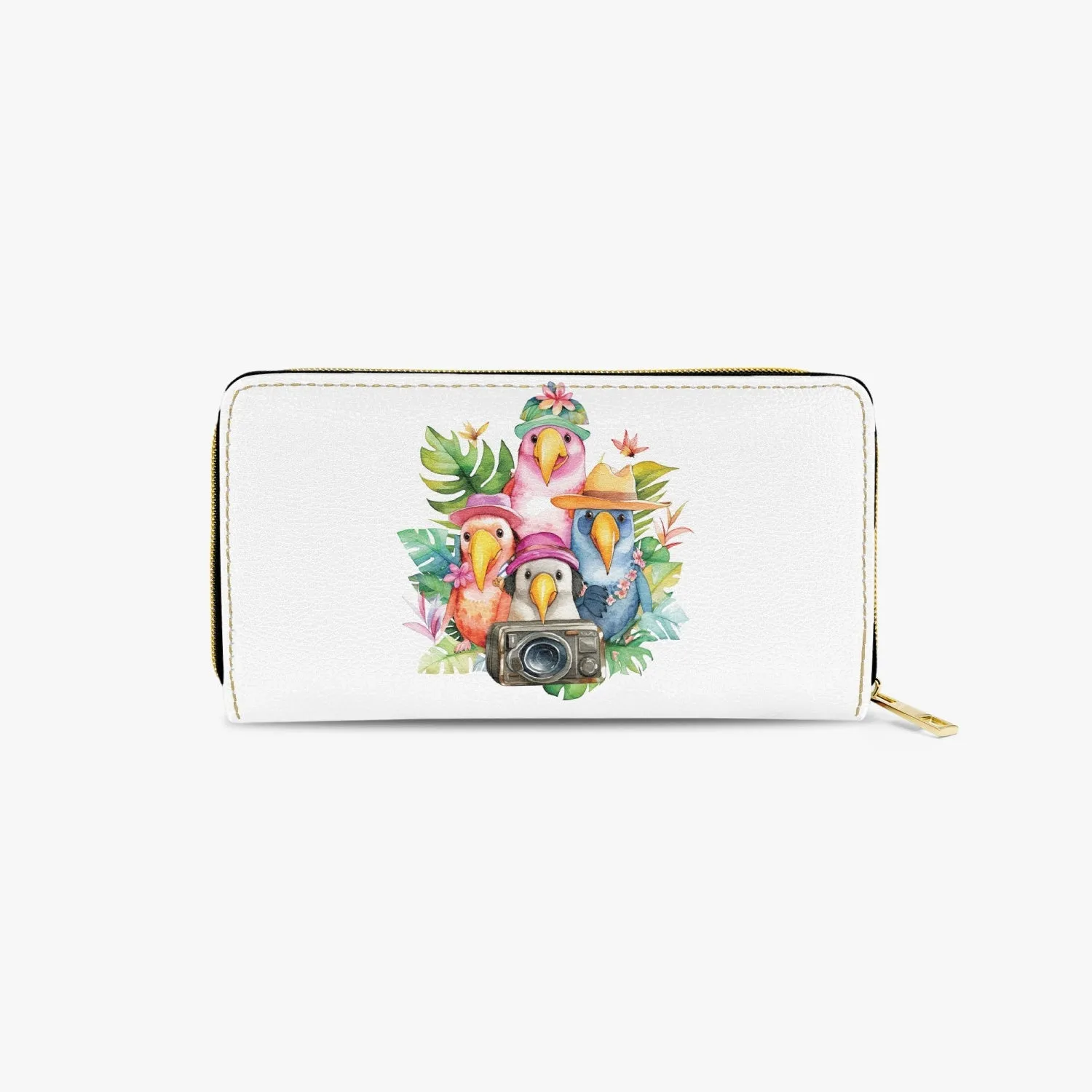 Long Type Zipper Purse - Tropical, Parrots