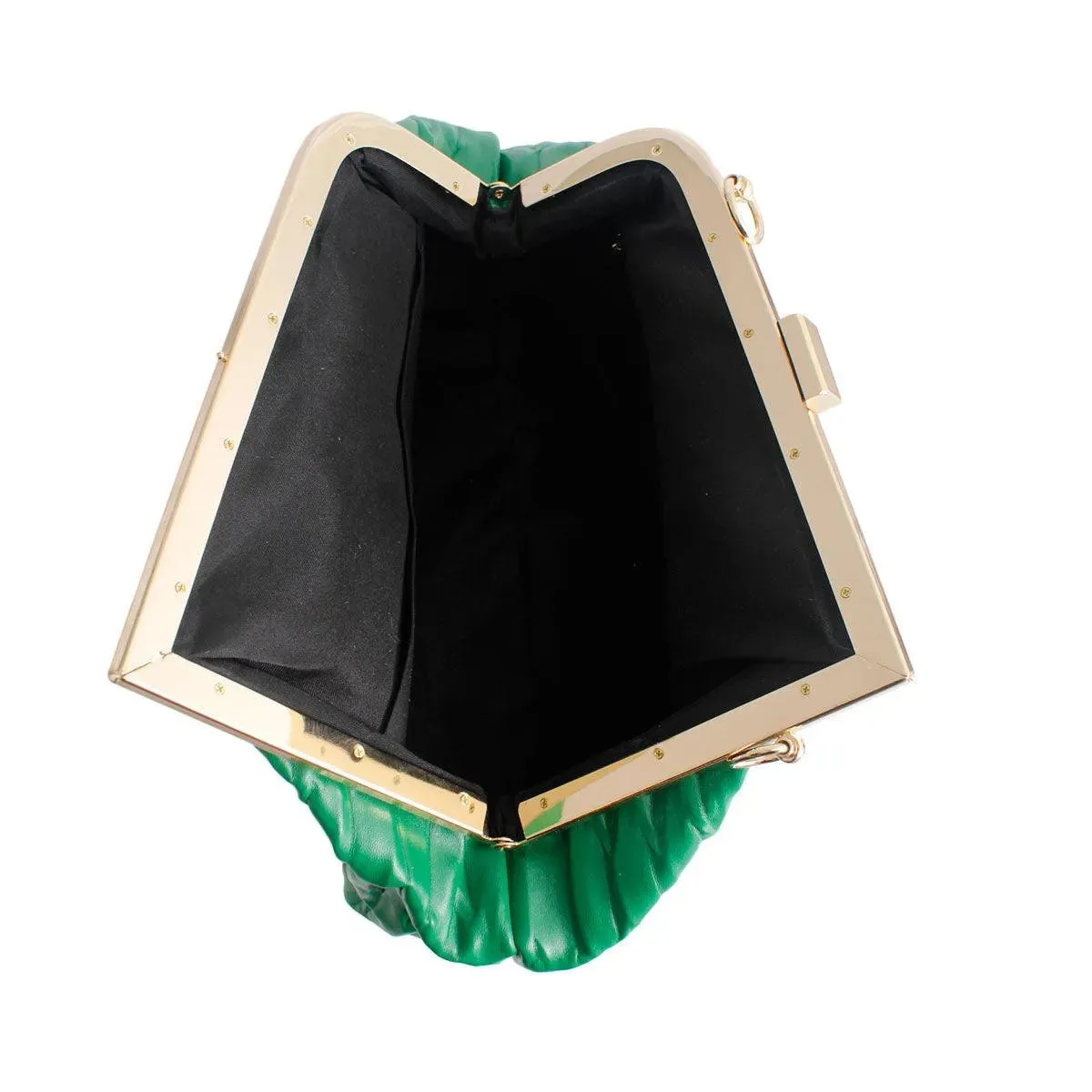 Luxury Green Ribbed Angled Frame Clutch Bag - Buy Now!