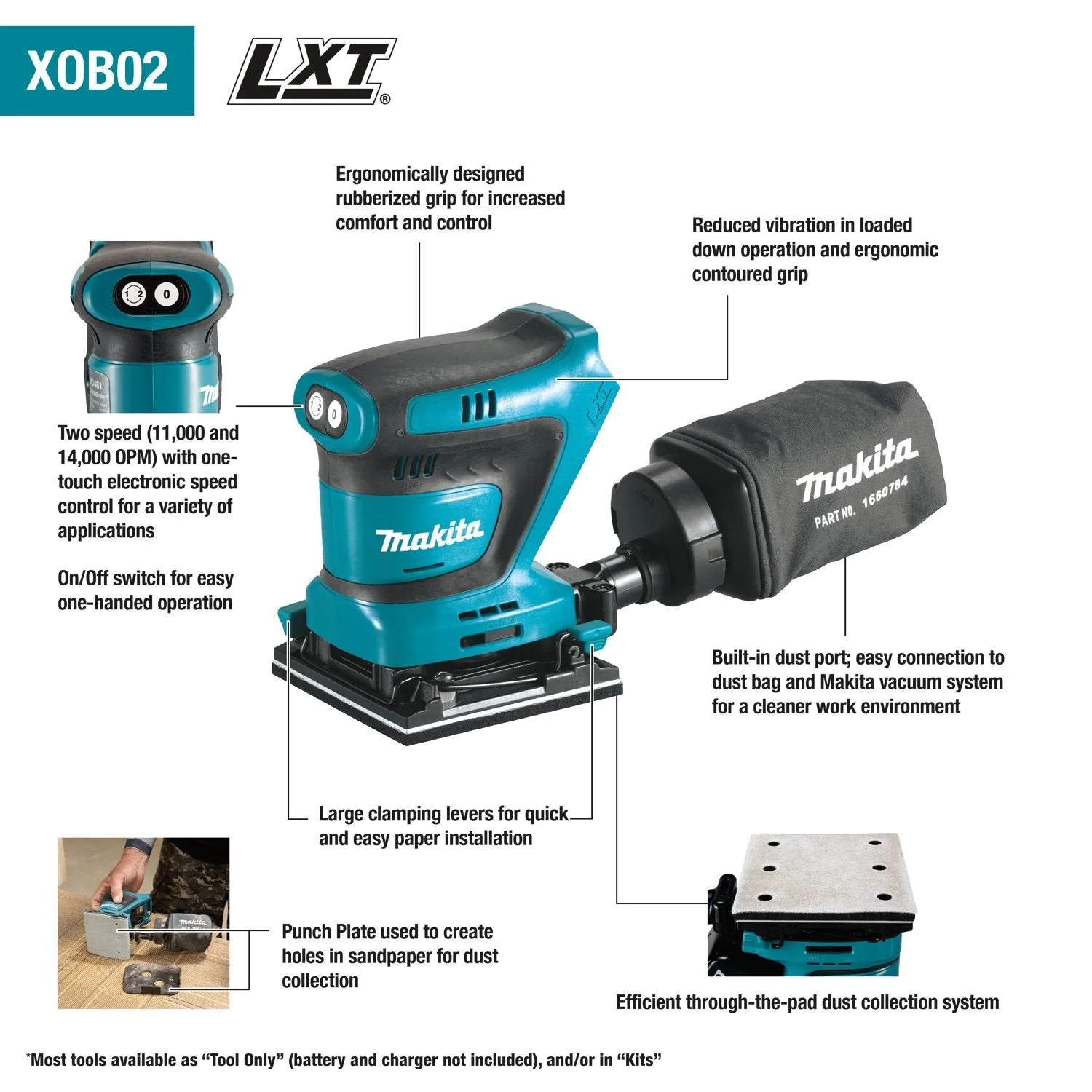 Makita (XOB02Z) 18V LXT® 1/4 Sheet Finishing Sander (Tool Only)