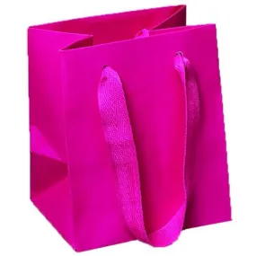 Manhattan Twill Handle Shopping Bags-Fuchsia - 5.0 x 4.0 x 6.0