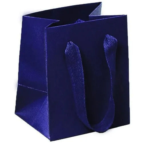 Manhattan Twill Handle Shopping Bags-Navy Recycled - 5.0 x 4.0 x 6.0