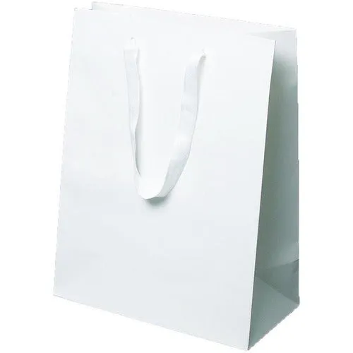 Manhattan Twill Handle Shopping Bags-White - 10.0 x 5.0 x 13.0