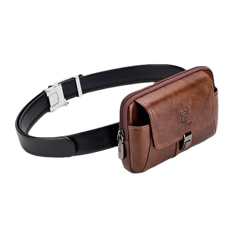 Men Vintage Genuine Leather Waist Bag Belt