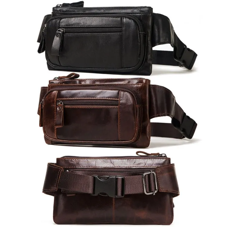 MH562 Leather Men Waste Bags Multifunctional Retro Messenger Bag(Black)