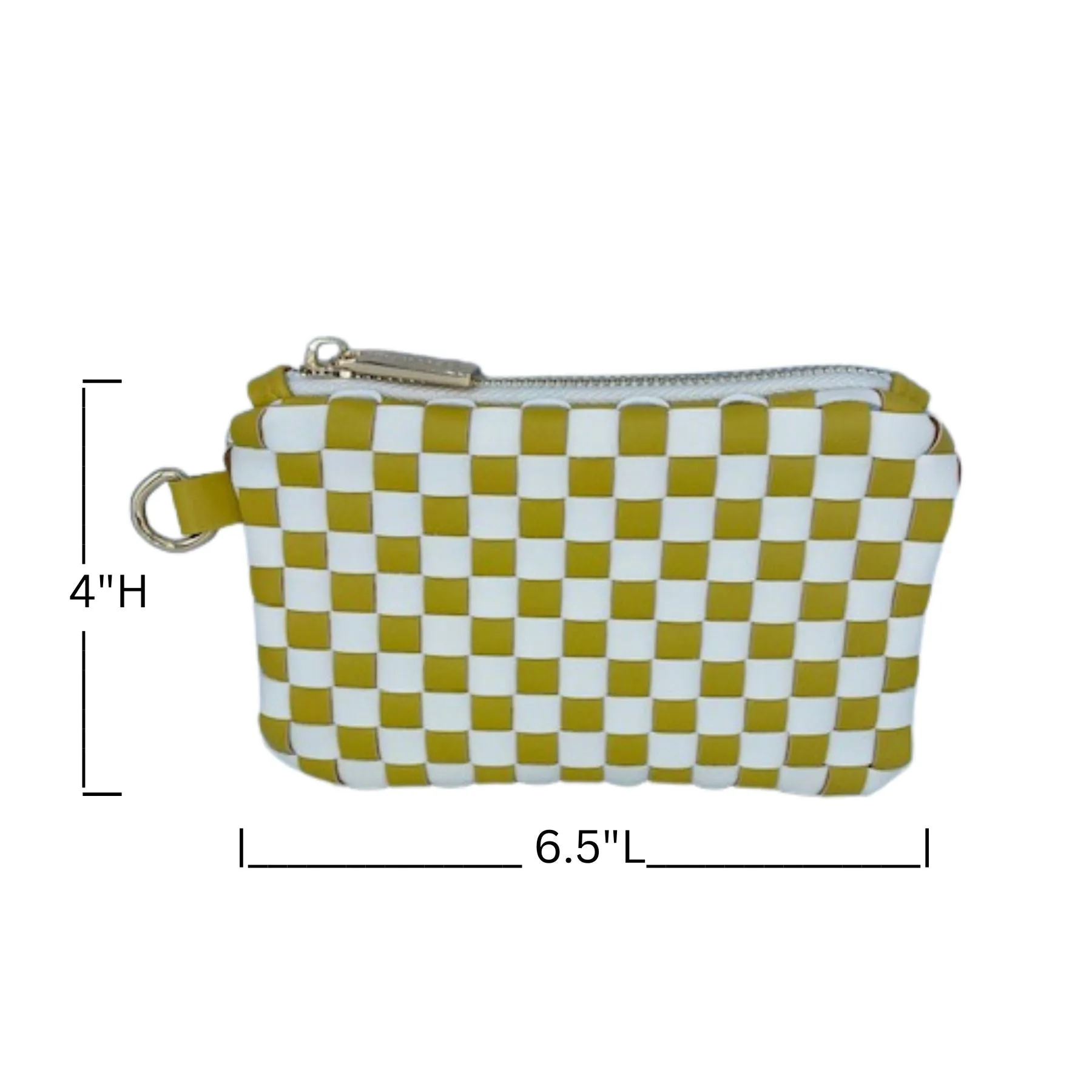 Mini Coin Wallet/Wristlet: Golden Palm Check