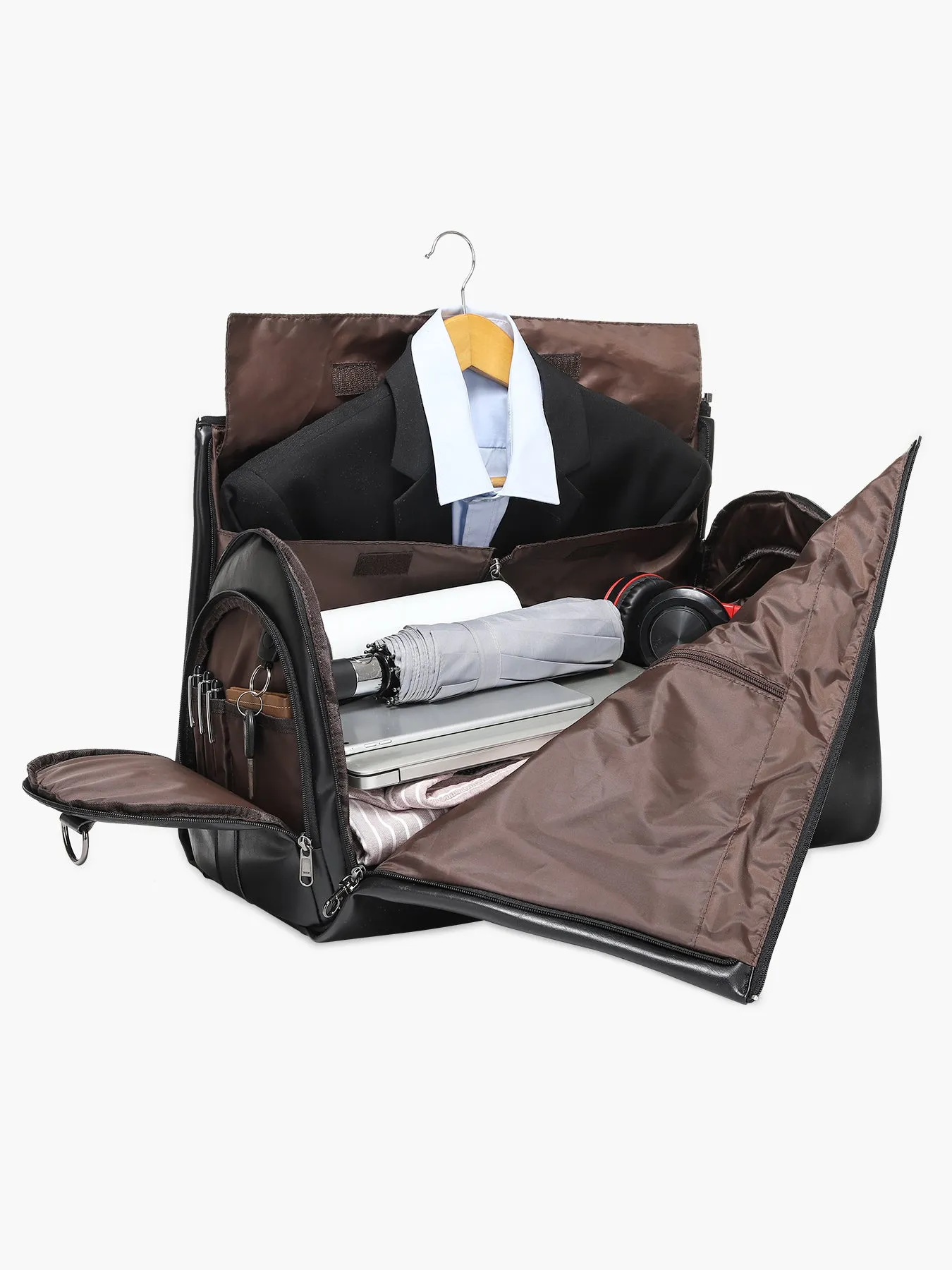 Modoker Convertible Leather Garment Bag For Travel Carry On