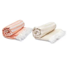 Mush 100% Bamboo Large Bath Towel | Ultra Soft, Absorbent, Light Weight, & Quick Dry Towel for Bath, Travel, Gym, Beach, Pool, and Yoga | 75 X 150 cms (Pack of 2 Beige & Peach)