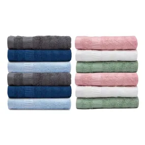 Mush Bamboo Face Towel | Ultra Soft, Absorbent & Quick Dry Towel for Facewash, Gym, Travel, Yoga. Recommended for Acne Prone Skincare (12, Assorted 1)