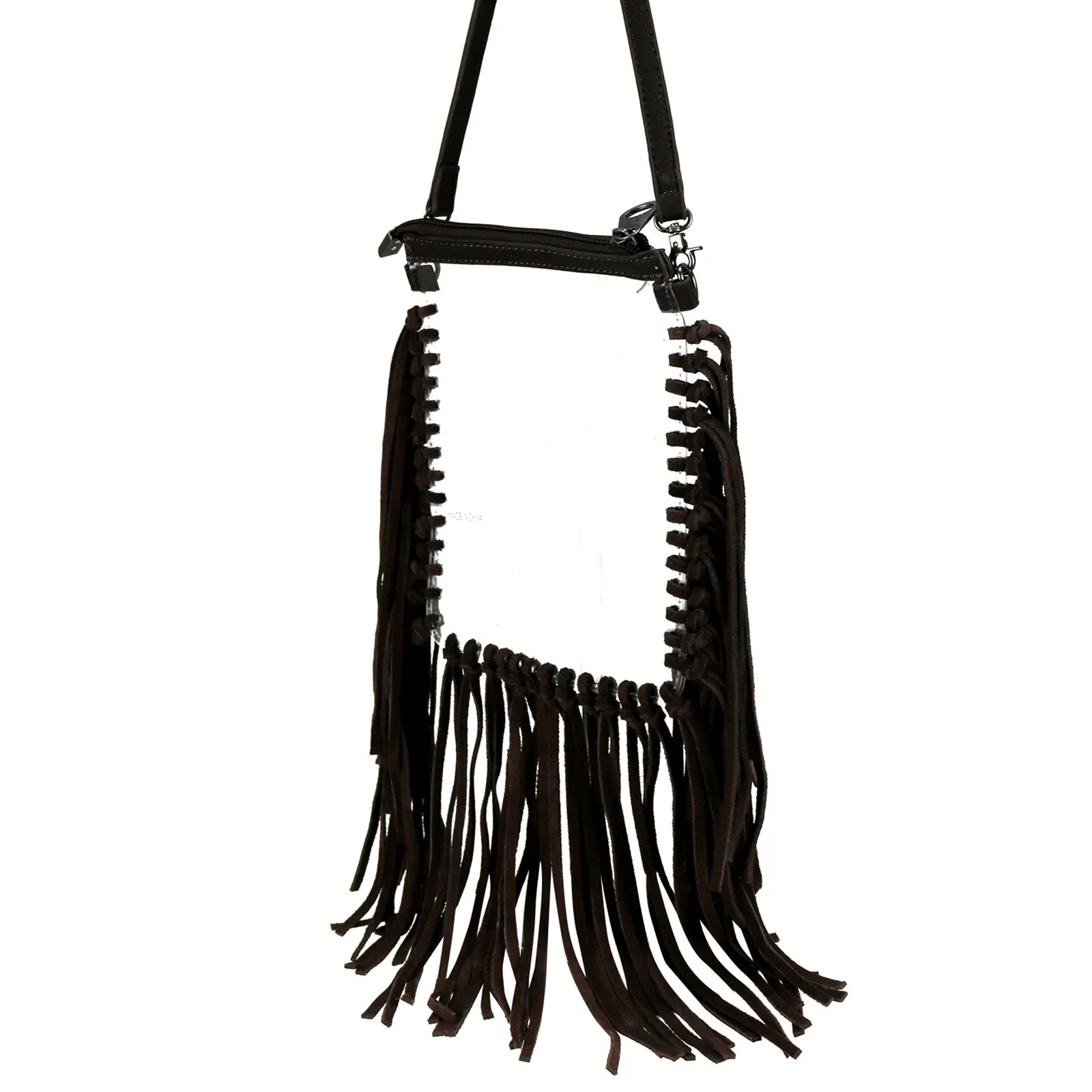 MW906-192 Montana West Western Fringe Clear Stadium Crossbody Bag