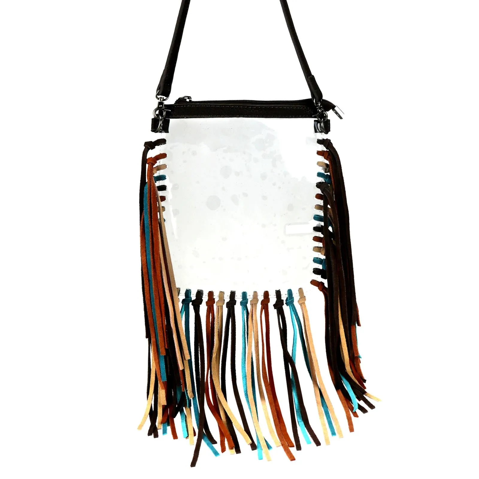 MW906-192 Montana West Western Fringe Clear Stadium Crossbody Bag