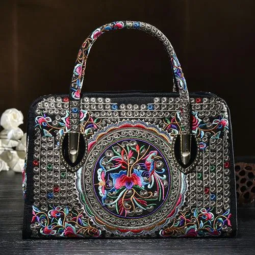 National style embroidered  Messenger Bag Handbag Single Shoulder Bag Canvas