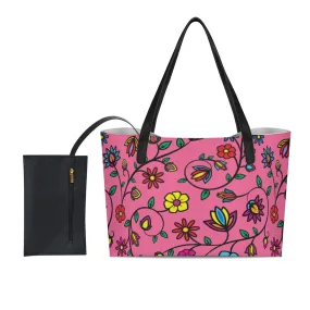 Nature's Nexus Blush Shopping Tote Bag With Black Mini Purse