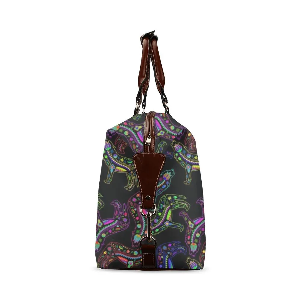 Neon Floral Wolves Classic Travel Bag