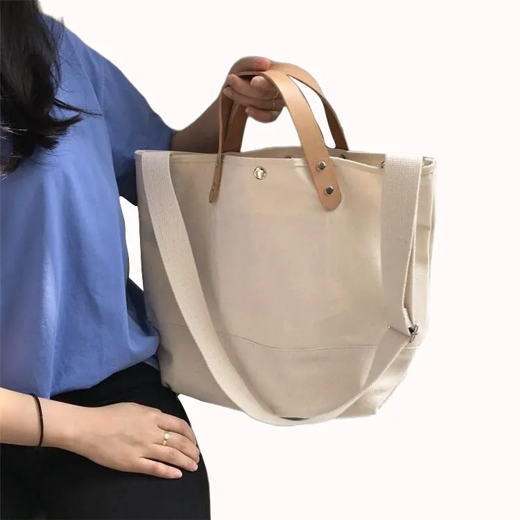 New Simple Wild Big Bag Ins Canvas Large Capacity Handbag Casual Shoulder Slung Handbag