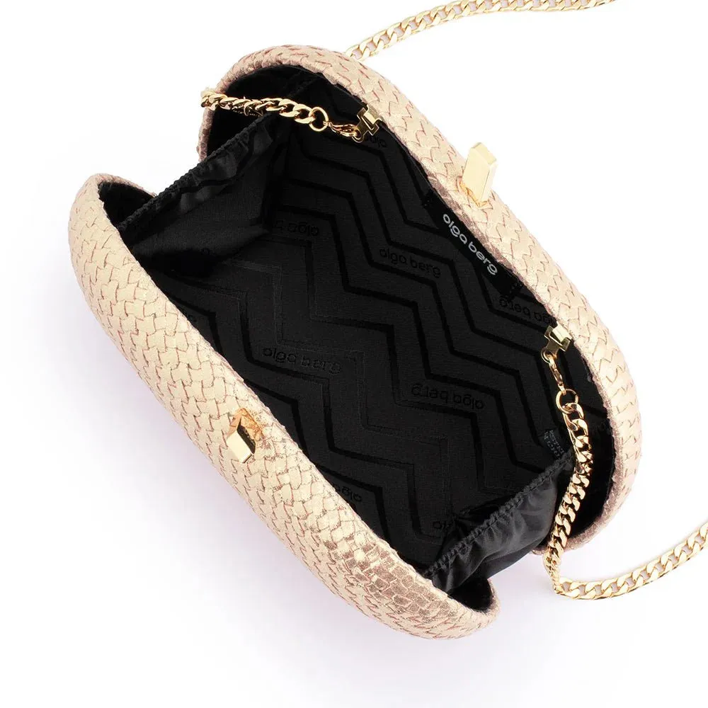 OB4813 LUCIA WOVEN OVAL CLUTCH