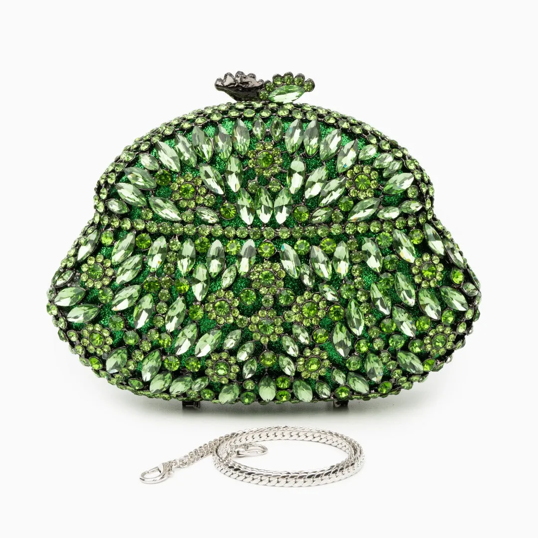 Ophelia Crystals Clutch Bag - Green