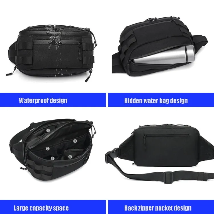 Ozuko 9340 Men Waist Bag Multifunctional Chest Bag Sports Waterproof Shoulder Messenger Bag(Black)