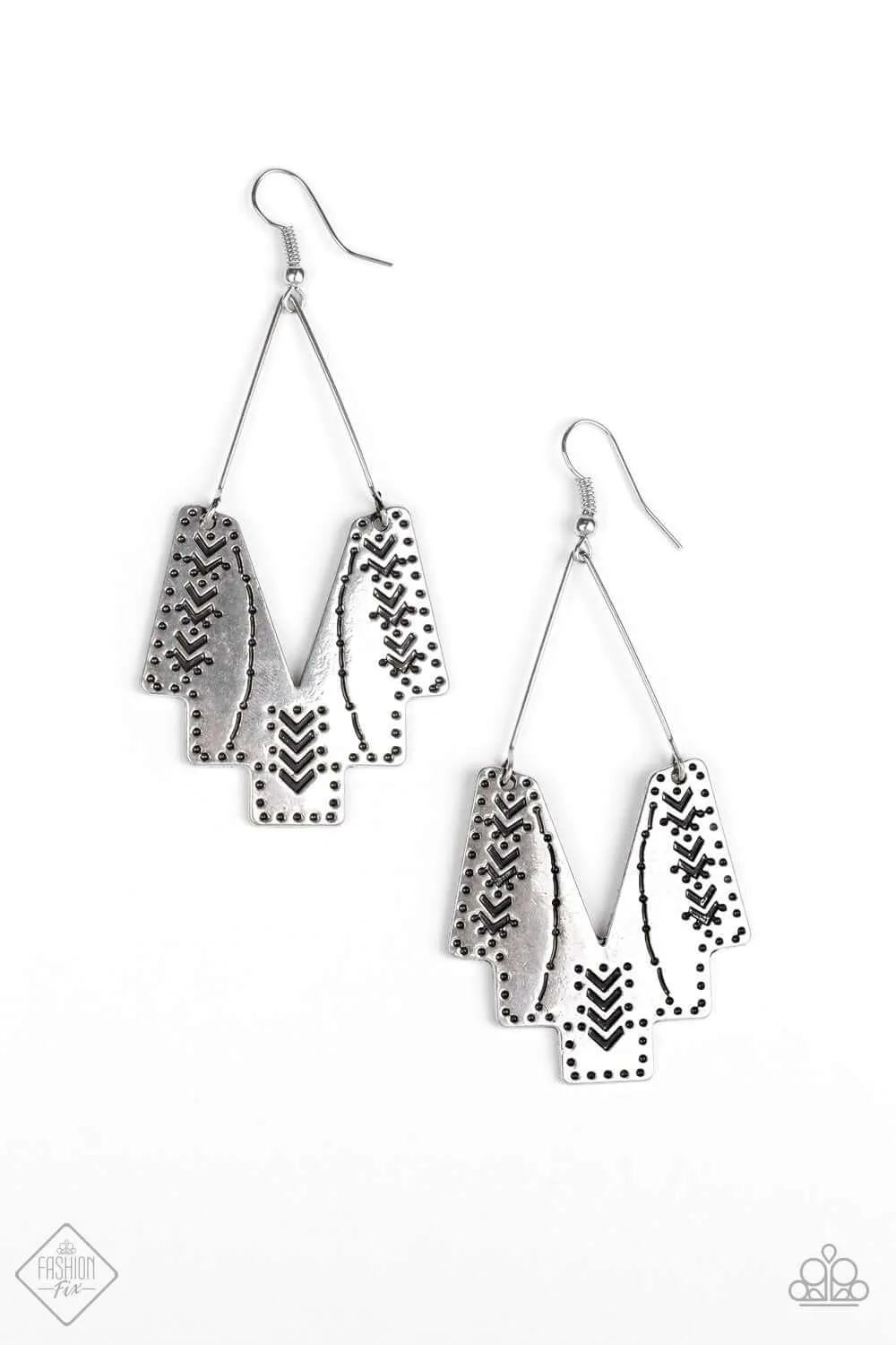 Paparazzi Accessories  - Arizona Adobe #E142 Bin - Fashion Fix May 2019 - Silver Earrings