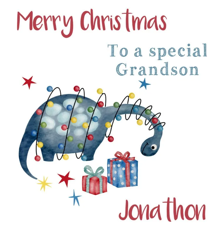 Personalised Christmas Gift Bag Dinosaur, Grandson Christmas, Dinosaur Jumper Gift Bag Son, Daughter Secret Santa