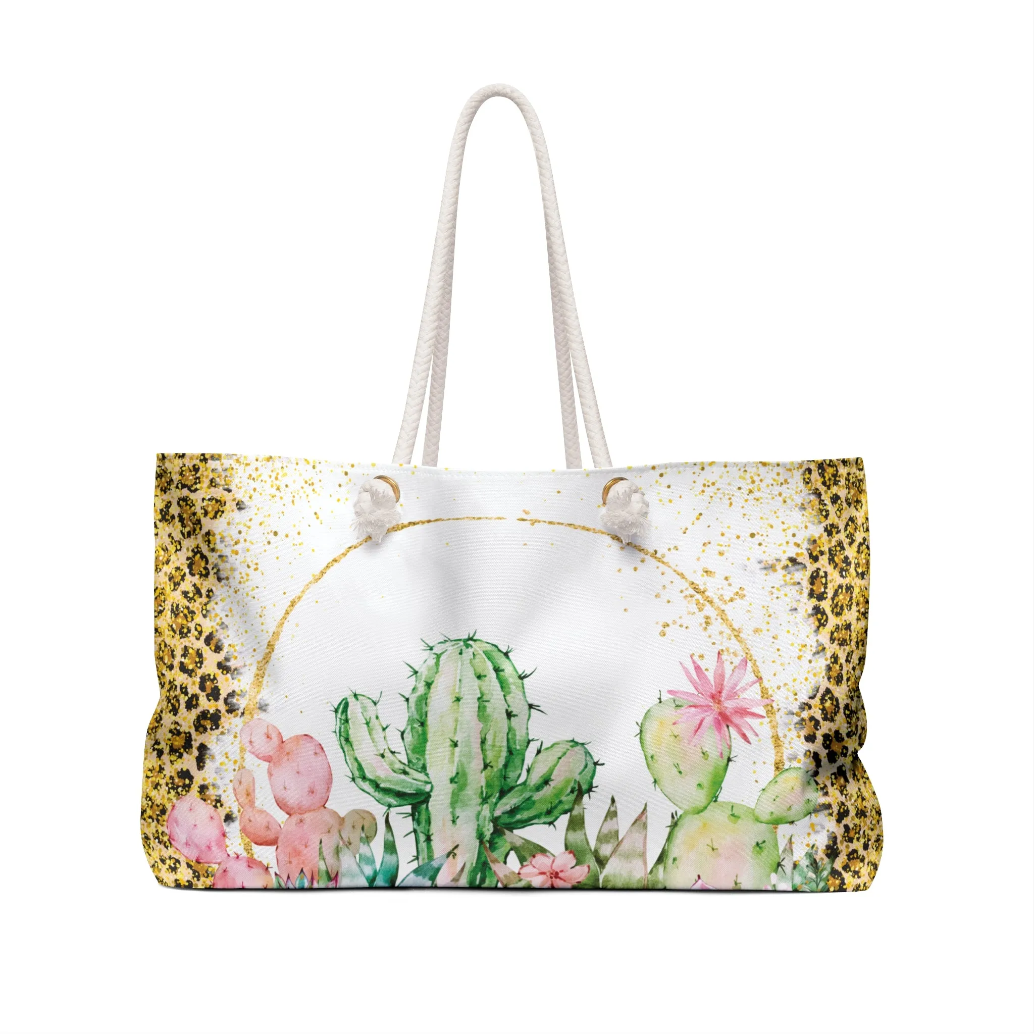 Personalised/Non-Personalised Weekender Bag, Floral, Cactus, Weekender Bag, Beach Bag, Book Bag