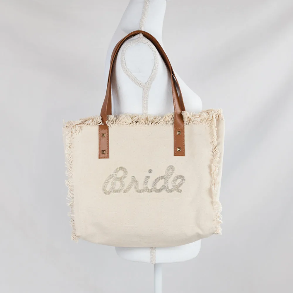 Personalized Bride Fringe Tote Bag