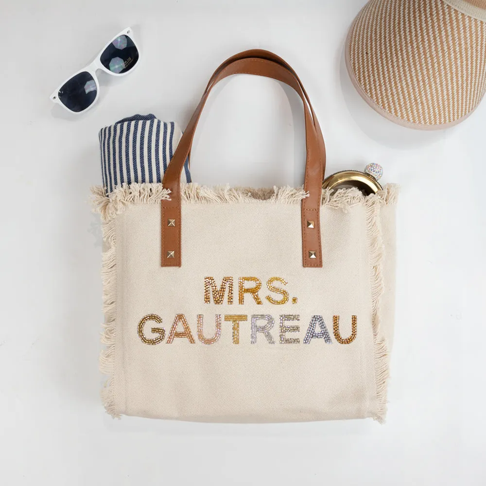 Personalized Bride Fringe Tote Bag