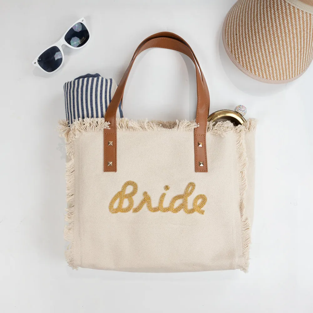 Personalized Bride Fringe Tote Bag