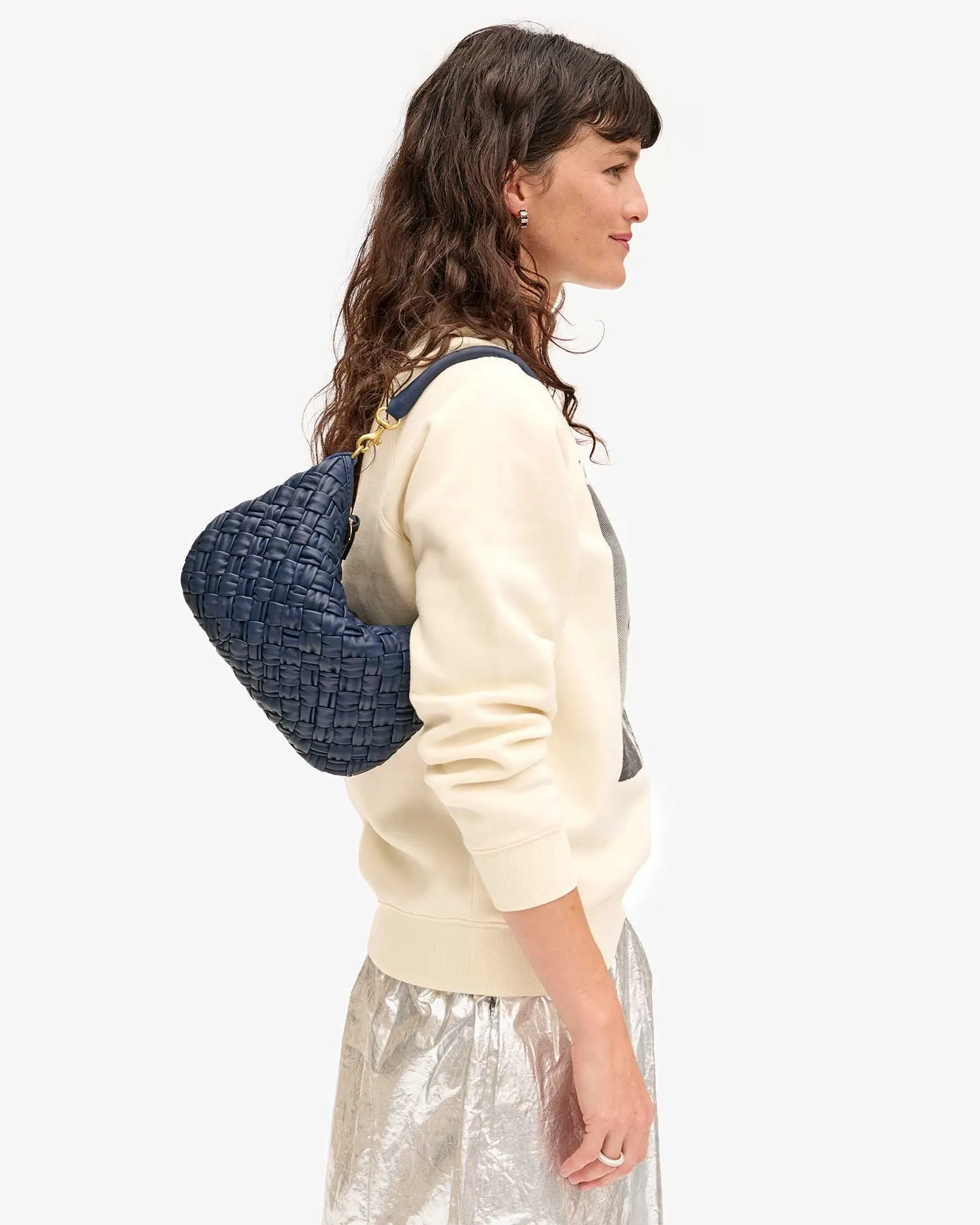 Petit Moyen Messenger Bag - Navy Puffy Woven