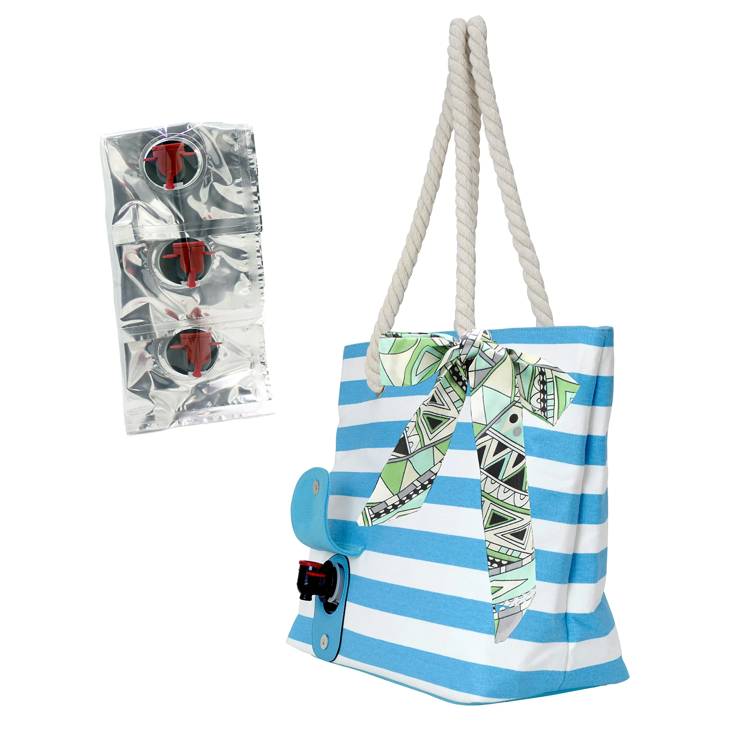 PortoVino Beach Wine Purse/Tote with Hidden, Leakproof & Insulated Compartment, Holds 2