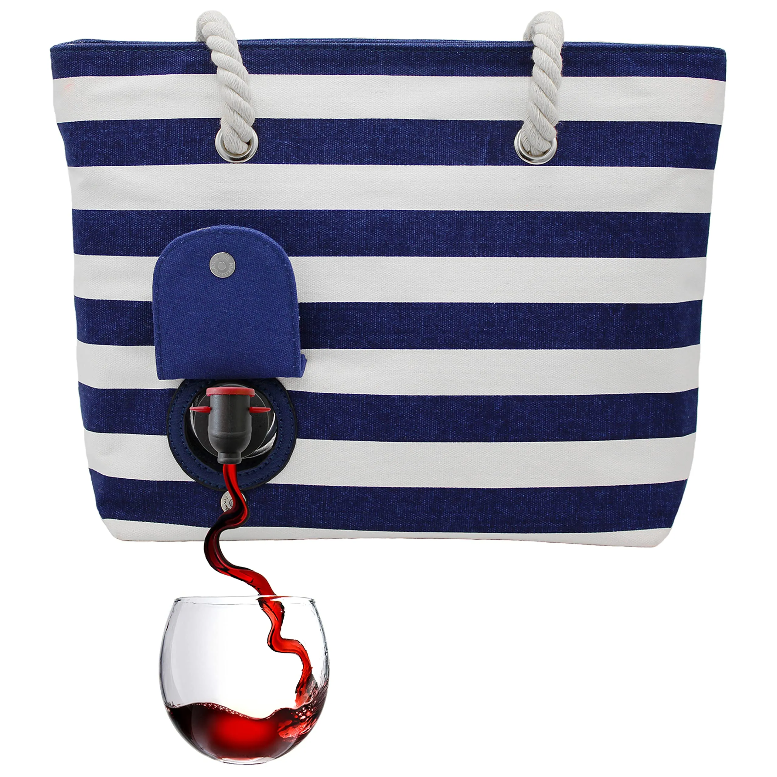 PortoVino Beach Wine Purse/Tote with Hidden, Leakproof & Insulated Compartment, Holds 2