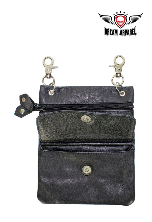 Pure Black Naked Cowhide Leather Belt Bag