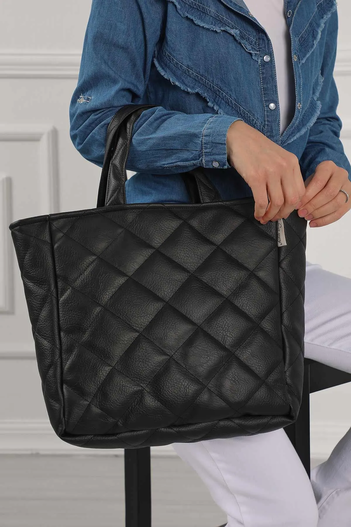 Quilted Faux Leather and Faux Fur Plush Stylish Handbag for Women,CK-32