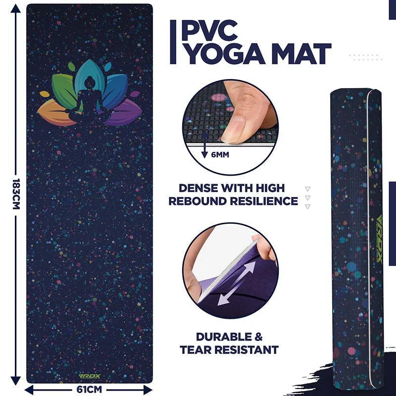 RDX D1 Iris 6mm PVC Yoga Mat Midnight Lotus