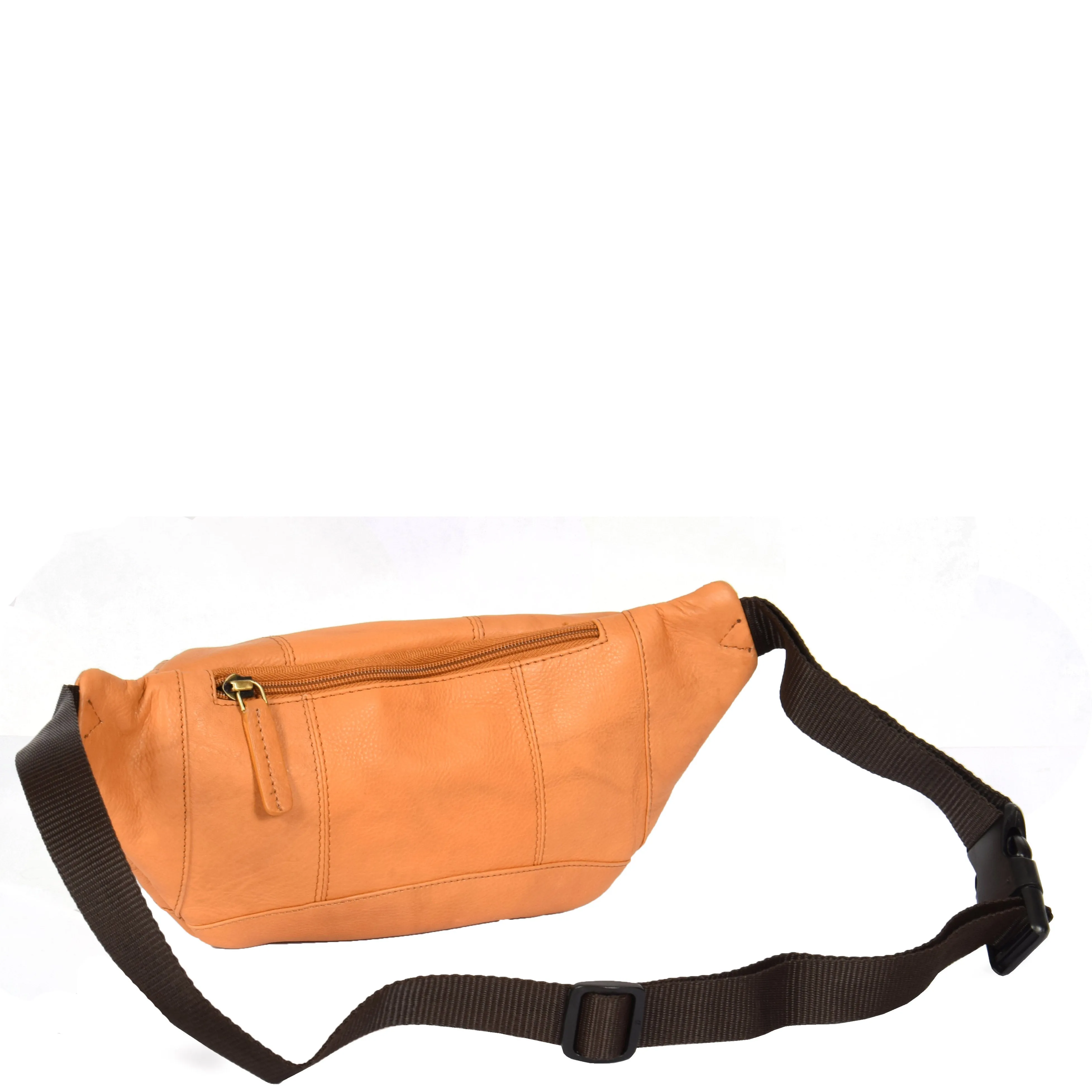 Real Leather Bum Bag Money Mobile Belt Waist Pack Travel Pouch A072 Sand