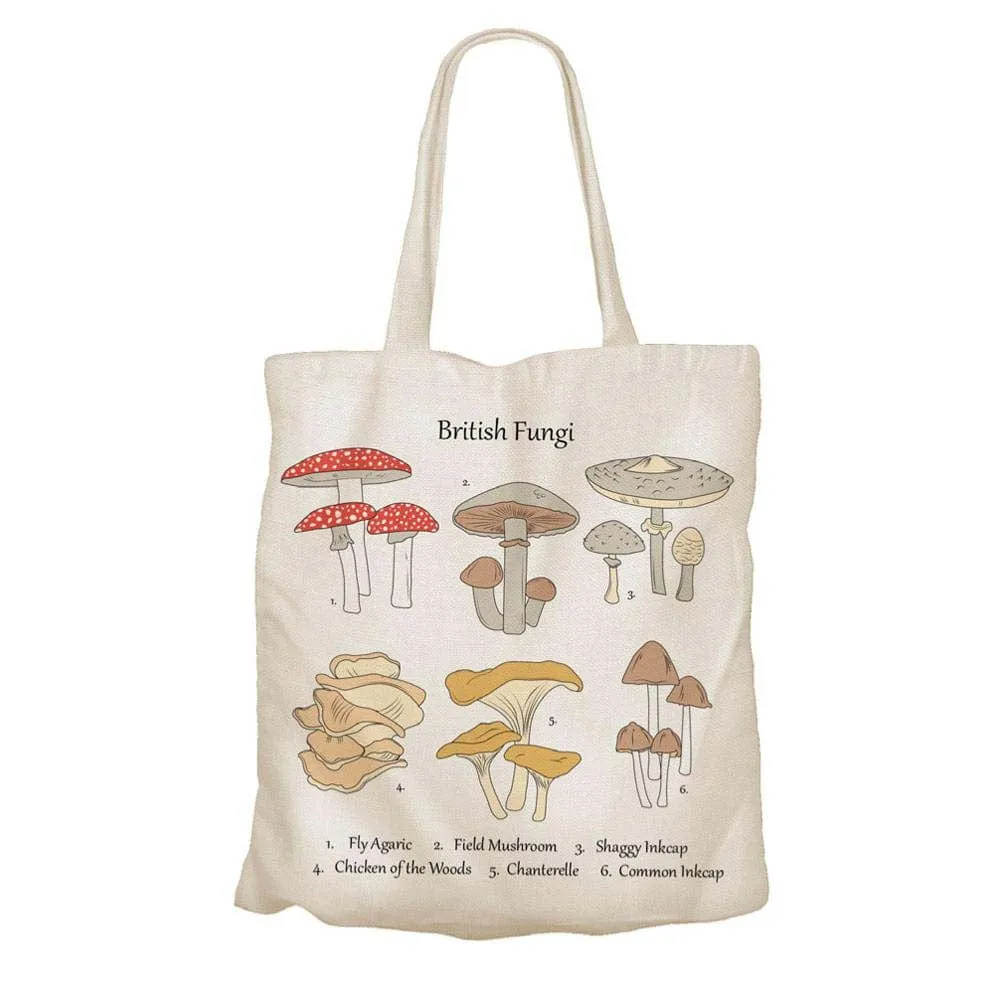 Recycled Cotton Tote Shopping Bag by Shared Earth - British Fungi